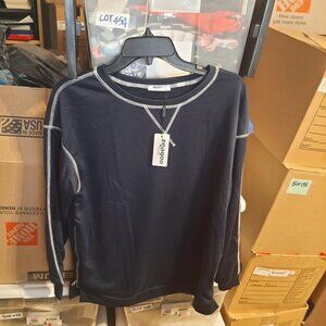 NEW Tag ! Vintage Zeagoo Long Sleeve Thermal Side 1/2 Zip TShirt Black/White SzM